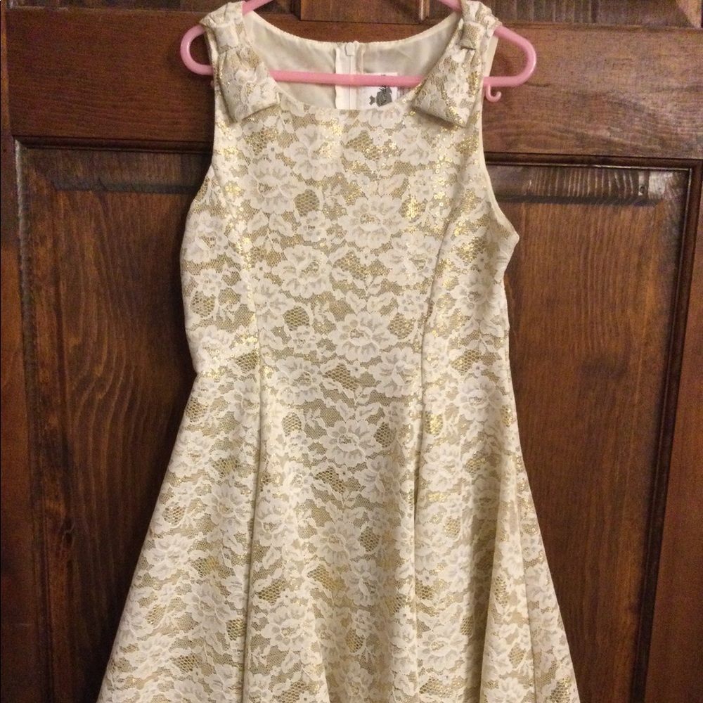 Rare Editions cream dress w gold accents, size 6x